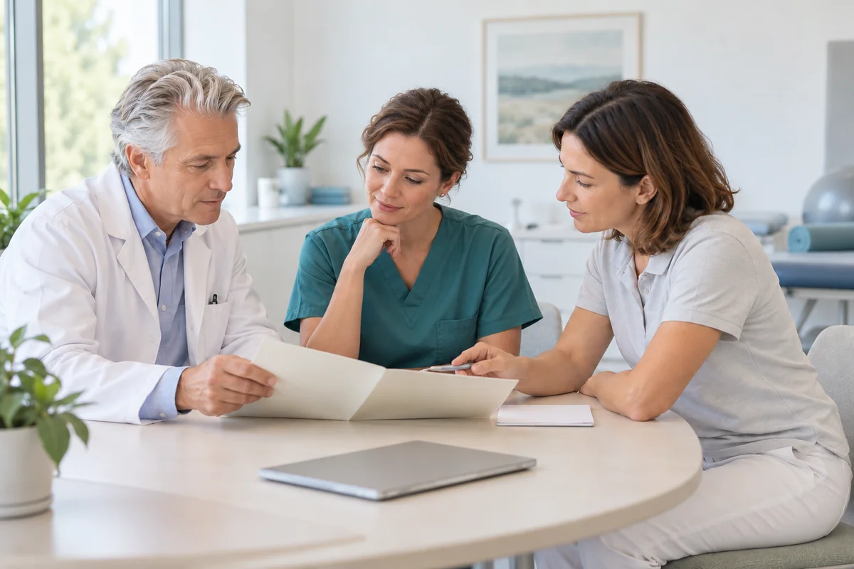 Medical professionals discuss an individual care plan